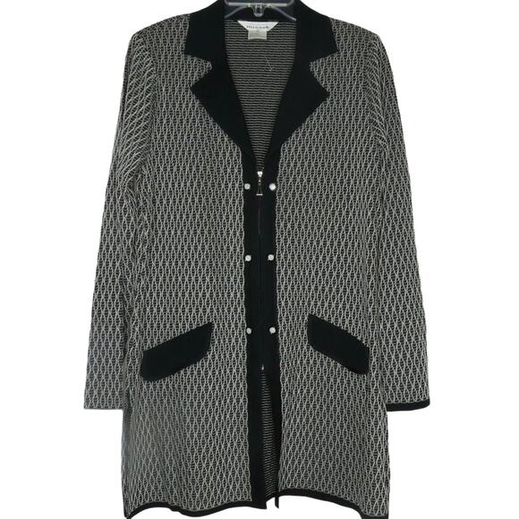 NWOT Misook Cardigan Sweater Blazer L Zipper Buttons Pocket...